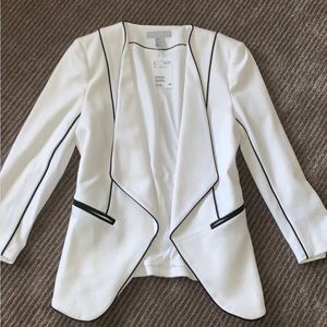 ISO custom cut white blazers with black piping-size l or xl